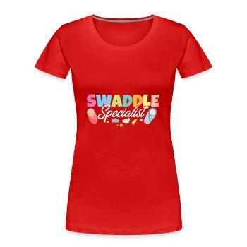 Spécialiste de l’emmaillotage post-partum Travail et accouchement - T-shirt bio Premium Femme - rouge - Devant - Mia (176cm)