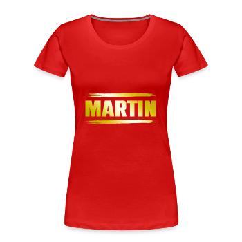 Martin - Frauen Premium Bio T-Shirt - Rot - Vorne - Mia (176cm)