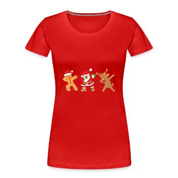 bonhomme en pain d’épice Coeur en pain d’épice Snacking en pain d’épice - T-shirt bio Premium Femme - rouge - Devant - Mia (176cm)