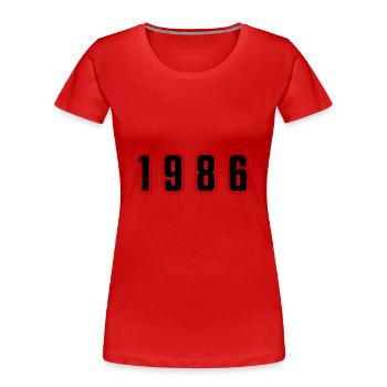 Numéro de l’année 1986 - T-shirt bio Premium Femme - rouge - Devant - Mia (176cm)