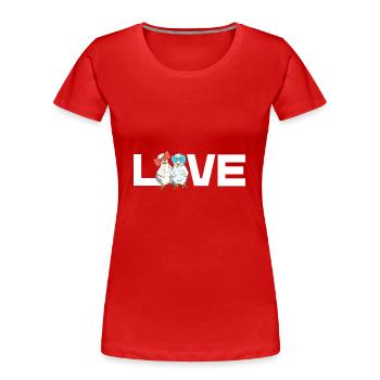 LOVE Chicken Seidenhühner Küken Seidenhuhn Design - Frauen Premium Bio T-Shirt - Rot - Vorne - Mia (176cm)