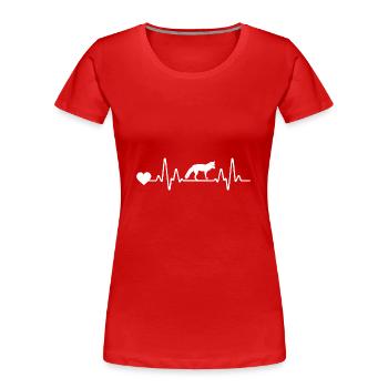 Renard des battements de cœur - T-shirt bio Premium Femme - rouge - Devant - Mia (176cm)