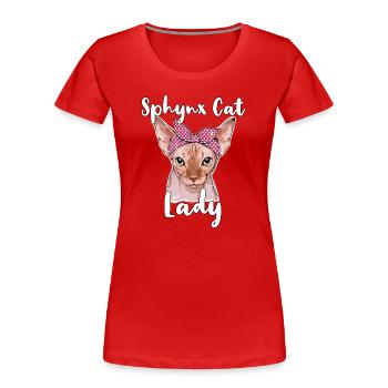 Sphynx Cat Lady Sphynx Cat - Women's Premium Organic T-Shirt - red - Front - Mia (176cm)