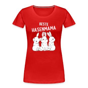 Hase Häschen Kaninchen beste Hasenmama - Frauen Premium Bio T-Shirt - Rot - Vorne - Mia (176cm)