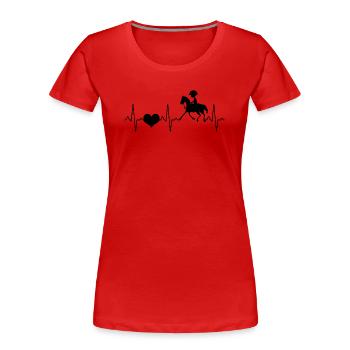 Sports équestres Heartbeat - T-shirt bio Premium Femme - rouge - Devant - Mia (176cm)