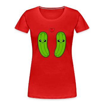 Gurke Paar Liebe Comic - Frauen Premium Bio T-Shirt - Rot - Vorne - Mia (176cm)