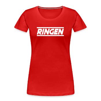 Ringen - Frauen Premium Bio T-Shirt - Rot - Vorne - Mia (176cm)