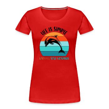Delfin Delfine Meeressäuger - Frauen Premium Bio T-Shirt - Rot - Vorne - Mia (176cm)