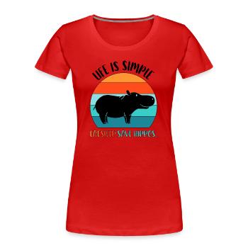 Hippo Hippo Hippo - Women's Premium Organic T-Shirt - red - Front - Mia (176cm)