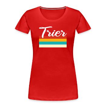 Trèves Rétro Vintage - T-shirt bio Premium Femme - rouge - Devant - Mia (176cm)