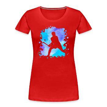 Hockey - T-shirt bio Premium Femme - rouge - Devant - Mia (176cm)