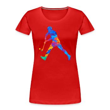 Hockey - T-shirt bio Premium Femme - rouge - Devant - Mia (176cm)