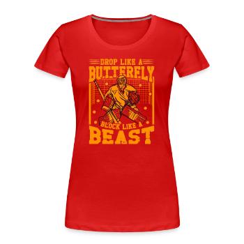 Tomber comme un papillon Bloc comme une Bête - T-shirt bio Premium Femme - rouge - Devant - Mia (176cm)