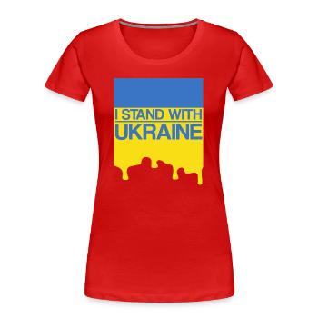 Ich stehe an der Seite der Ukraine mit der Unterstützung der Ukraine Ukrain - Frauen Premium Bio T-Shirt - Rot - Vorne - Mia (176cm)