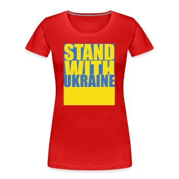 STAND WITH UKRAINE Flag of Ukraine - Women's Premium Organic T-Shirt - red - Front - Mia (176cm)