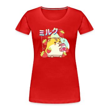 Fraises Milkshake Hamster - T-shirt bio Premium Femme - rouge - Devant - Mia (176cm)