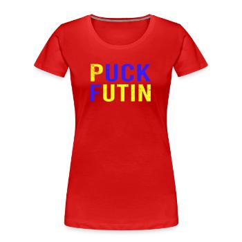 Ukraine Solidarisch gegen den Krieg - Frauen Premium Bio T-Shirt - Rot - Vorne - Mia (176cm)