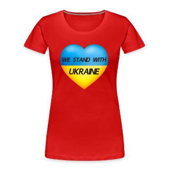We stand with Ukraine Heart - Flag of Ukraine - Women's Premium Organic T-Shirt - red - Front - Mia (176cm)