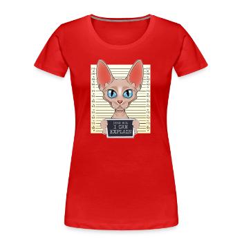 Sphynx Cat Mom - Dear Mom I Can Explain - Frauen Premium Bio T-Shirt - Rot - Vorne - Mia (176cm)