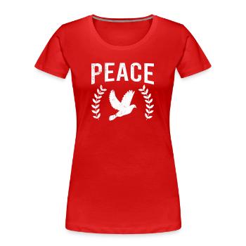 Peace Dove Peace Peace - Women's Premium Organic T-Shirt - red - Front - Mia (176cm)