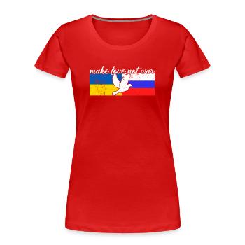 Ukraine Russland Konflikt Friedenstaube - Frauen Premium Bio T-Shirt - Rot - Vorne - Mia (176cm)