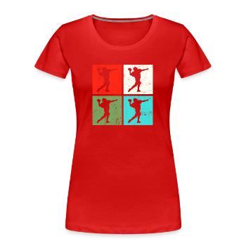 Football Footballer Retro - Frauen Premium Bio T-Shirt - Rot - Vorne - Mia (176cm)
