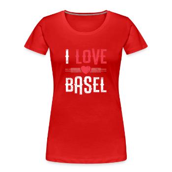 I Love Basel - Women's Premium Organic T-Shirt - red - Front - Mia (176cm)