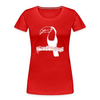 Vintage yellow-throated toucan on a branch - Women's Premium Organic T-Shirt - red - Front - Mia (176cm)