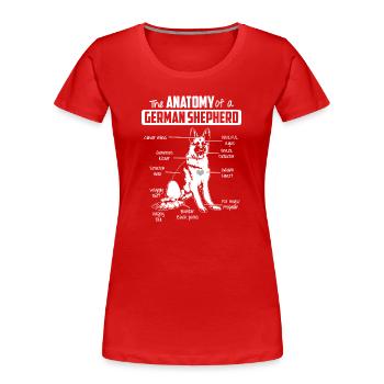 Anatomie deutscher Schäferhund - Frauen Premium Bio T-Shirt - Rot - Vorne - Mia (176cm)