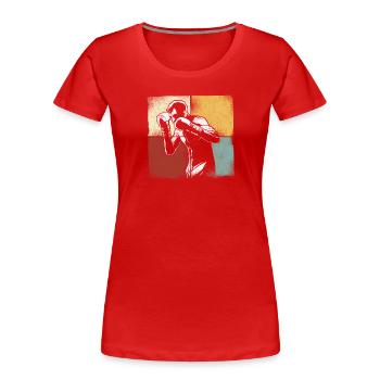 Boxe Rétro Vintage - T-shirt bio Premium Femme - rouge - Devant - Mia (176cm)