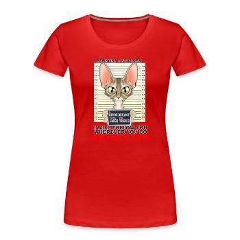 Devon Rex Cat I Cat Lover I Harceleur personnel - T-shirt bio Premium Femme - rouge - Devant - Mia (176cm)