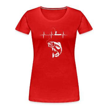 Dorsch Angeln Herzschlag - Frauen Premium Bio T-Shirt - Rot - Vorne - Mia (176cm)