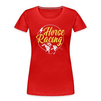 Pferderennen Jockey Pferde Pferderennbahn - Frauen Premium Bio T-Shirt - Rot - Vorne - Mia (176cm)