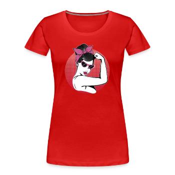 Retro Rockabilly Girl - Frauen Premium Bio T-Shirt - Rot - Vorne - Mia (176cm)