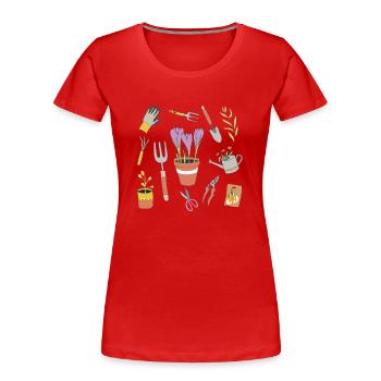 Équipement de jardinier Tenue de jardin Outil de jardin - T-shirt bio Premium Femme - rouge - Devant - Mia (176cm)