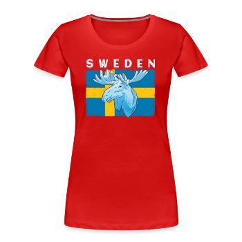 Schweden Flagge weißer Elch - Frauen Premium Bio T-Shirt - Rot - Vorne - Mia (176cm)