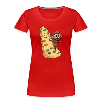 Escalade monkey Bouldering - T-shirt bio Premium Femme - rouge - Devant - Mia (176cm)