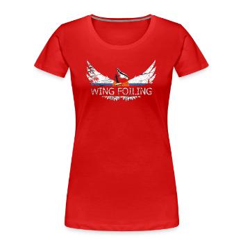 Wing Foiling or Wing Surf and Wing surfing Design - Frauen Premium Bio T-Shirt - Rot - Vorne - Mia (176cm)