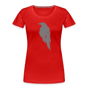 Beautiful Black Crow Raven Bird Watch. Birds Silho - Women's Premium Organic T-Shirt - red - Front - Mia (176cm)