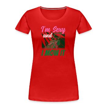 Lawn Mowing Lawn Lawn Mower Grass - Women's Premium Organic T-Shirt - red - Front - Mia (176cm)