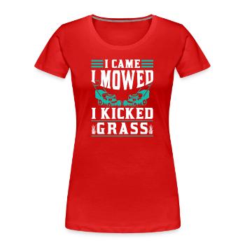 Lawn Mowing Lawn Lawn Mower Grass - Women's Premium Organic T-Shirt - red - Front - Mia (176cm)