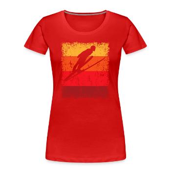 Skisprung Skispringen Skispringer Wintersport - Frauen Premium Bio T-Shirt - Rot - Vorne - Mia (176cm)