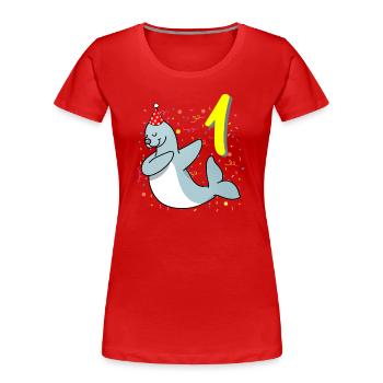 1 year old seal birthday - Women's Premium Organic T-Shirt - red - Front - Mia (176cm)