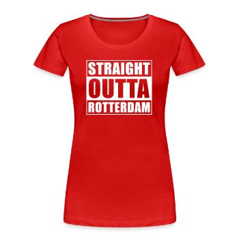 Straight outta Rotterdam - Frauen Premium Bio T-Shirt - Rot - Vorne - Mia (176cm)
