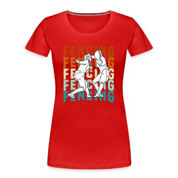 Escrime - Escrime Rétro - T-shirt bio Premium Femme - rouge - Devant - Mia (176cm)