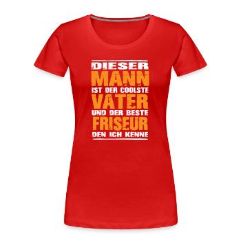 Friseur - Frauen Premium Bio T-Shirt - Rot - Vorne - Mia (176cm)