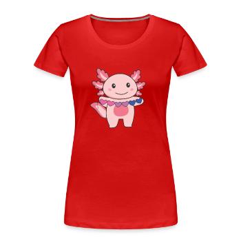Bi Flag Non Bi Pride LGBTQ Axolotl - Women's Premium Organic T-Shirt - red - Front - Mia (176cm)
