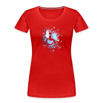 Handicap Icon Color Splash - Frauen Premium Bio T-Shirt - Rot - Vorne - Mia (176cm)