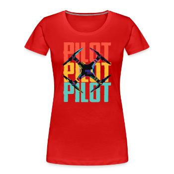 Drone - Pilote de drone - T-shirt bio Premium Femme - rouge - Devant - Mia (176cm)