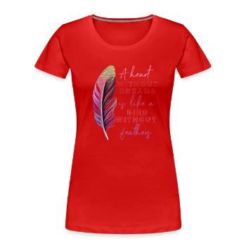 Inspiration Saying Feather - Women's Premium Organic T-Shirt - red - Front - Mia (176cm)